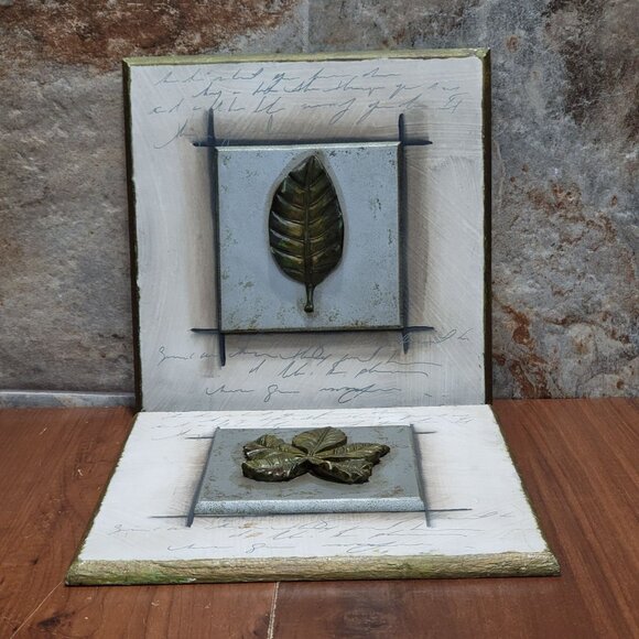 Ceramic Leaf Wall Decor Set of 2 Hanging Wall Art - Picture 5 of 12
